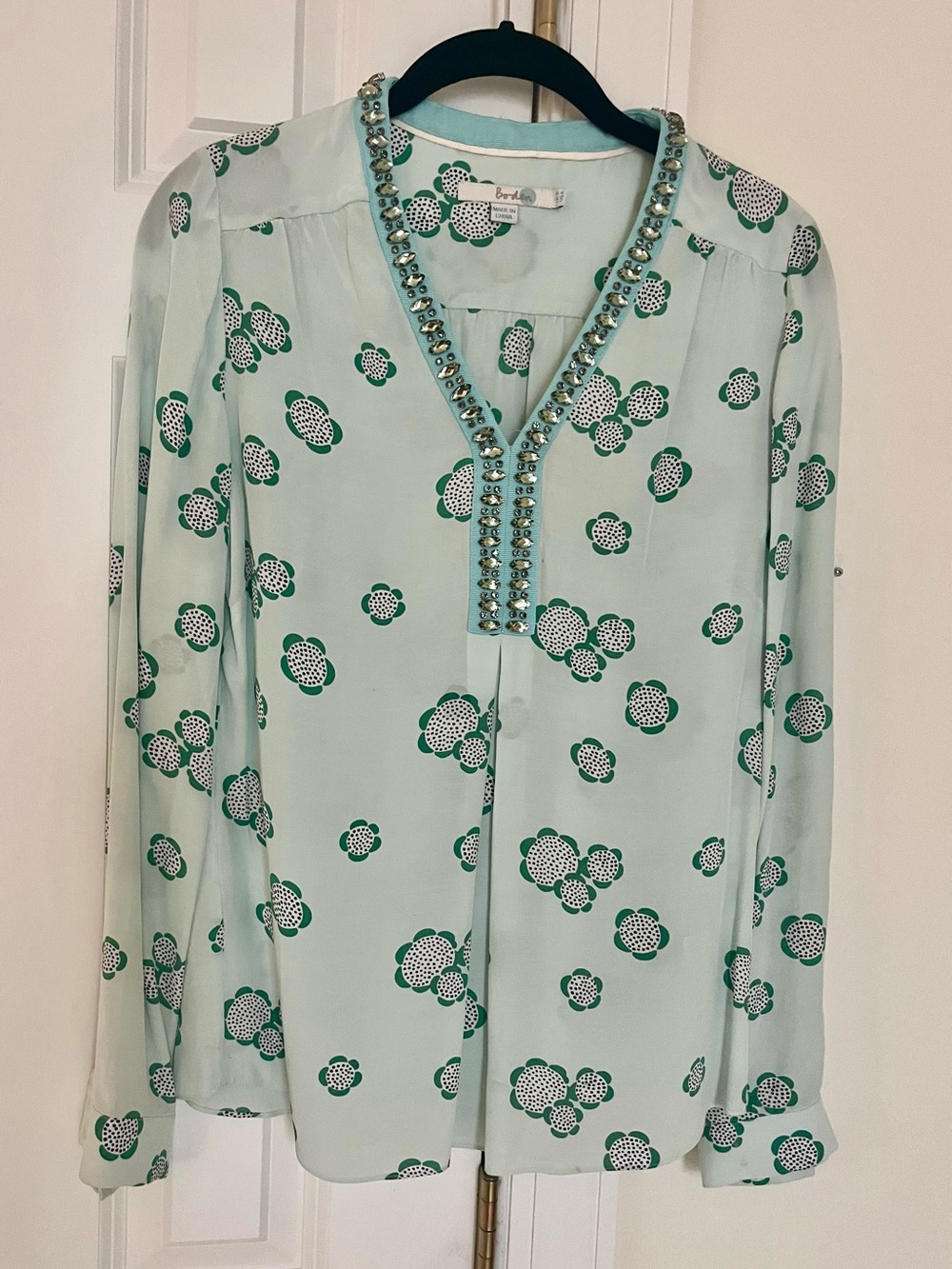 Boden Blouse with Gem-studded neckline